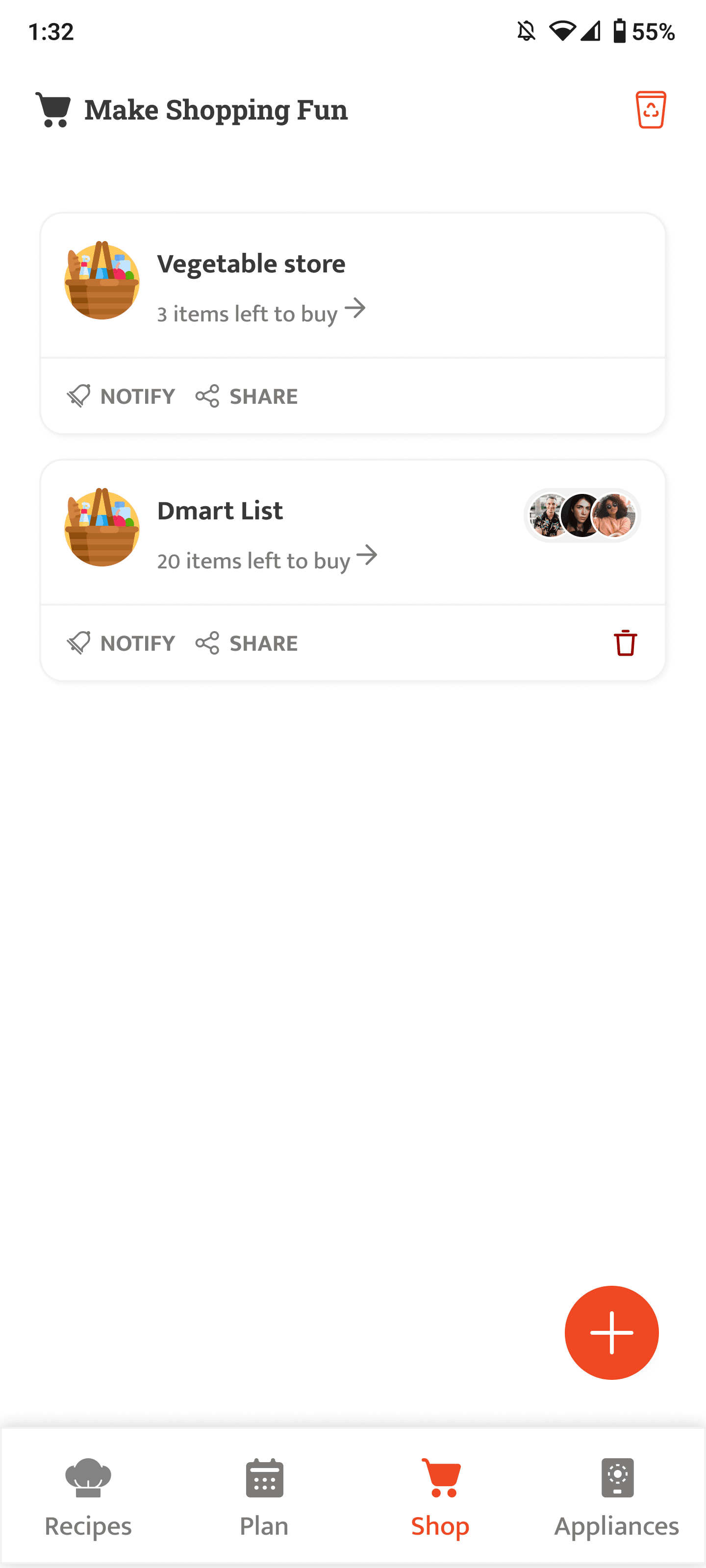 Shopping List App Interface